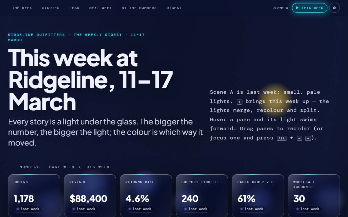 Screenshot of the Aurora glass page.