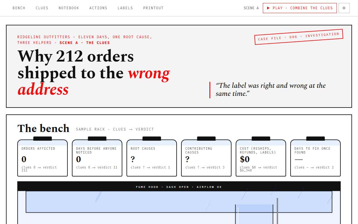 Screenshot of the Chem lab page.