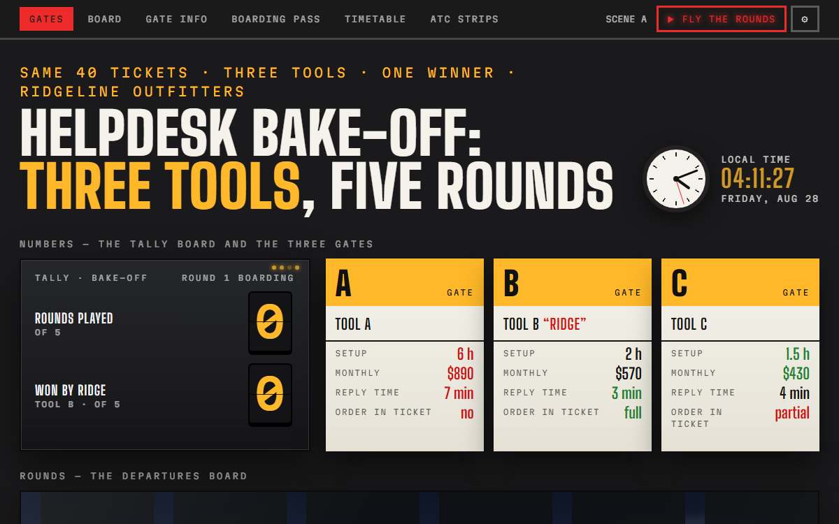 Screenshot of the Departures board page.