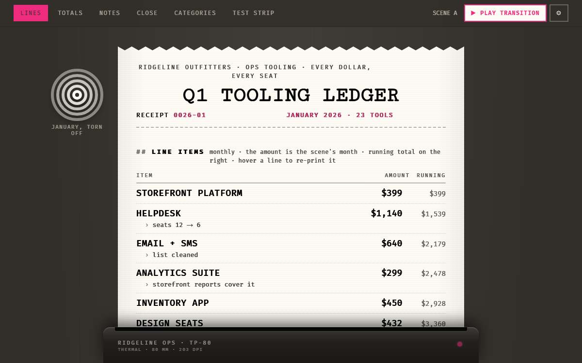 Screenshot of the Receipt page.