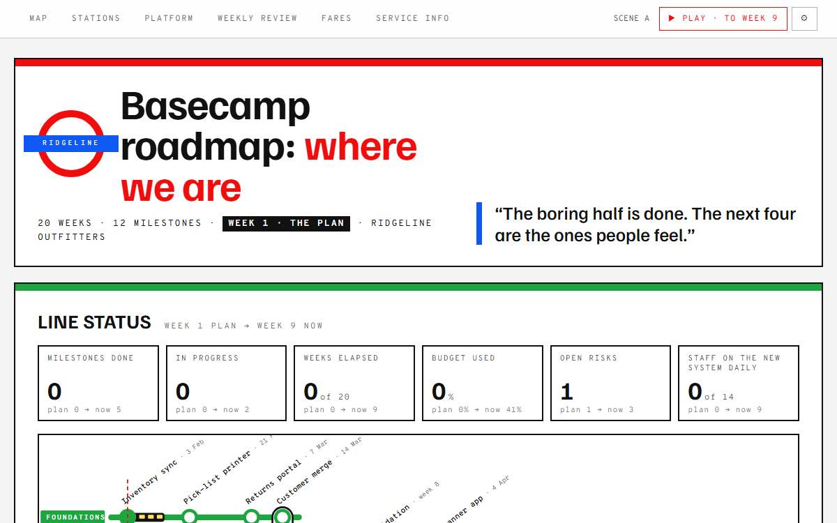 Screenshot of the Transit map page.